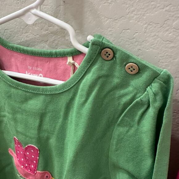 NWT Kite Green Appliqué Bird Long Sleeve Shirt & Pink Polka Dot Leggings Outfit - Picture 2 of 8